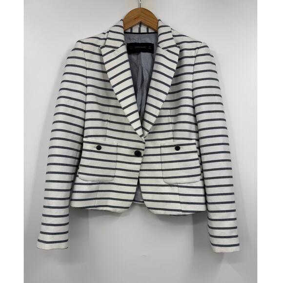 Zara Jackets & Blazers - Zara Blazer Womens Nautical Single‎ Breast Stripped Blue White Size Small